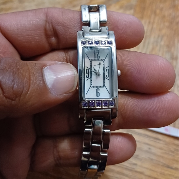 Sterling Silver Shooting Star Womens Watch With Purple Semi Precious Purple Gem - Picture 1 of 7